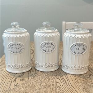 Pier 1 White Canister Set with Lids